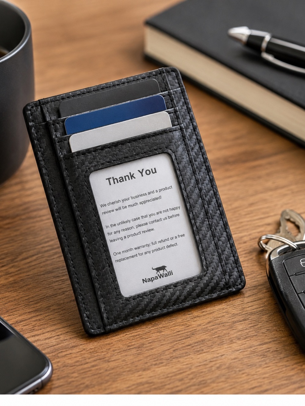 Toughergun RFID Blocking Slim Wallet Carbon Fiber Black NWT